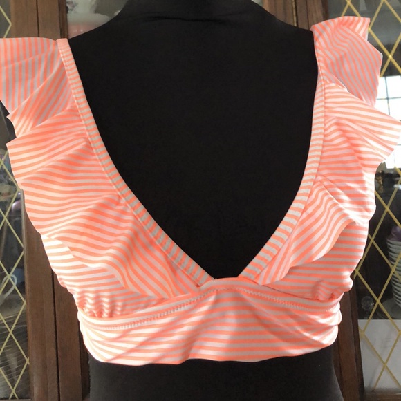 Coral striped bikini top - Picture 3 of 4